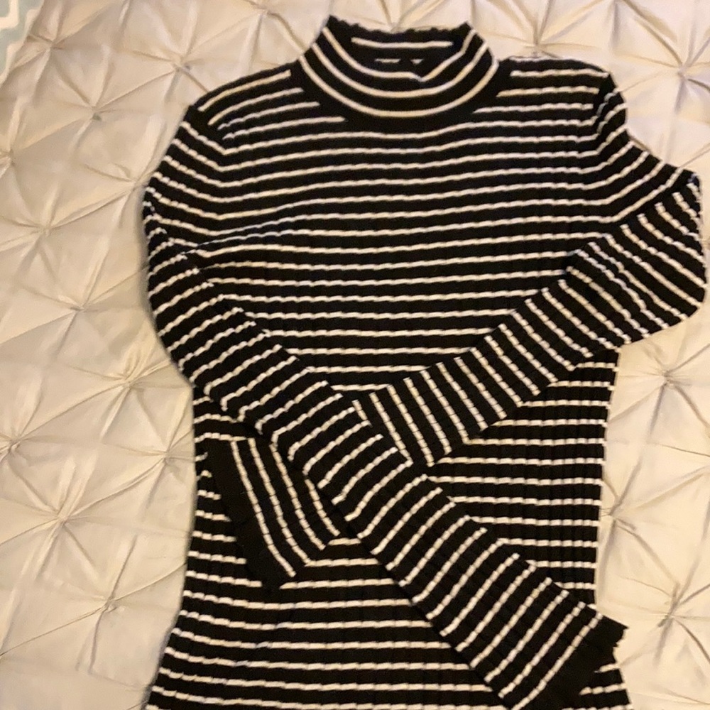 Navy and White Stripe Mock Top